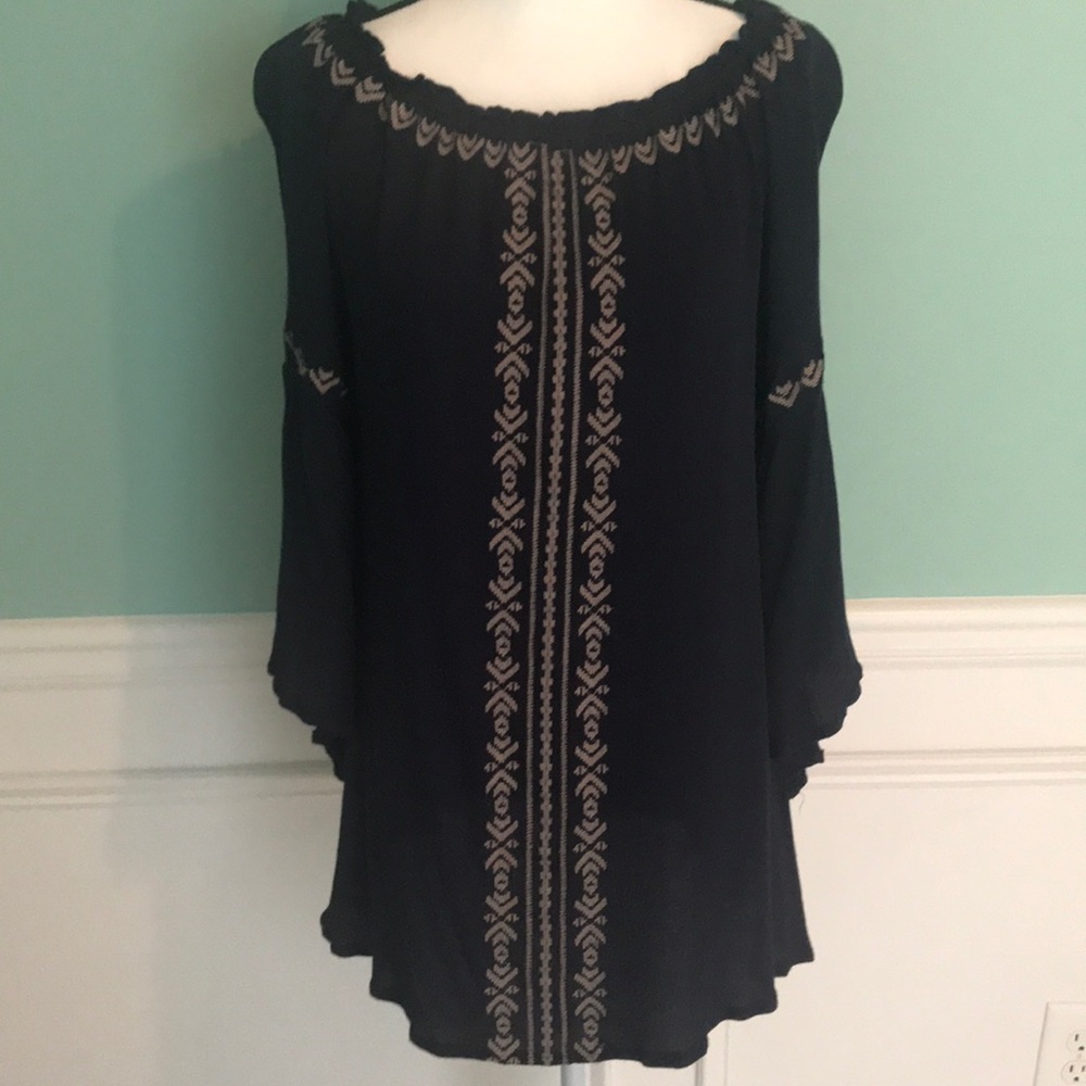 INDIGO SOUL TUNIC TOP NAVY EMBROIDERED